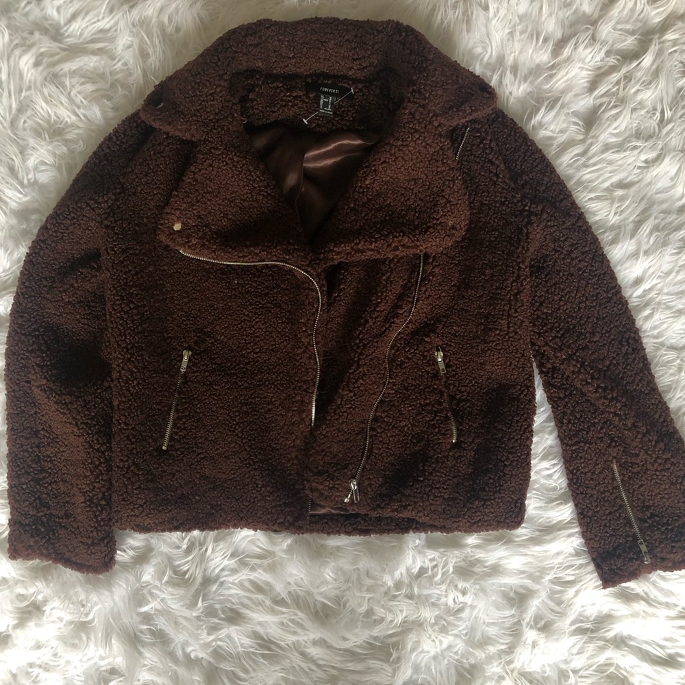 Brown Sherpa moto jacket